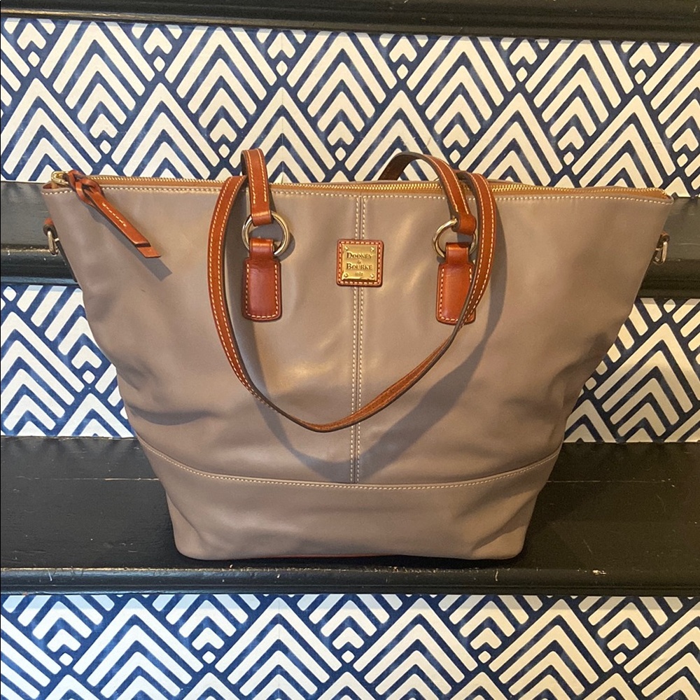 Dooney & Bourke Gray Leather Tote Bag
